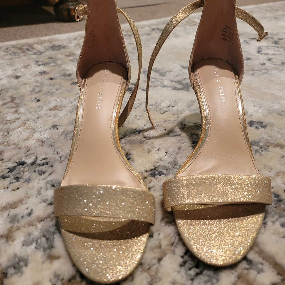 Womens Kelly & Katie Sz 10 Gold Glitter heels